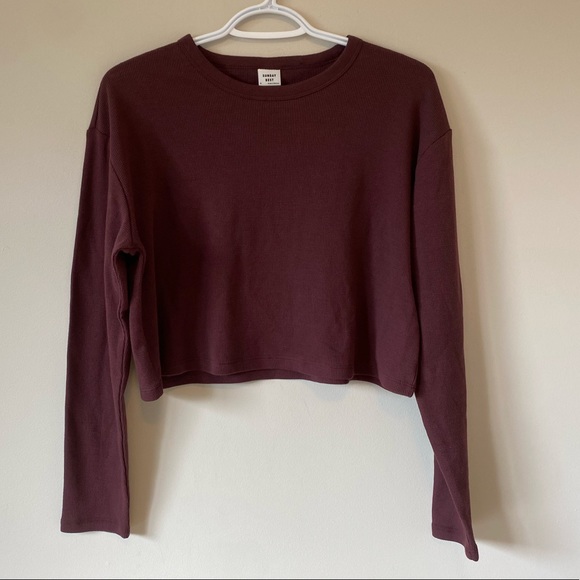 Sunday Best Tops - Sunday Best Baby Waffle Long Sleeve Crop Shirt Size S